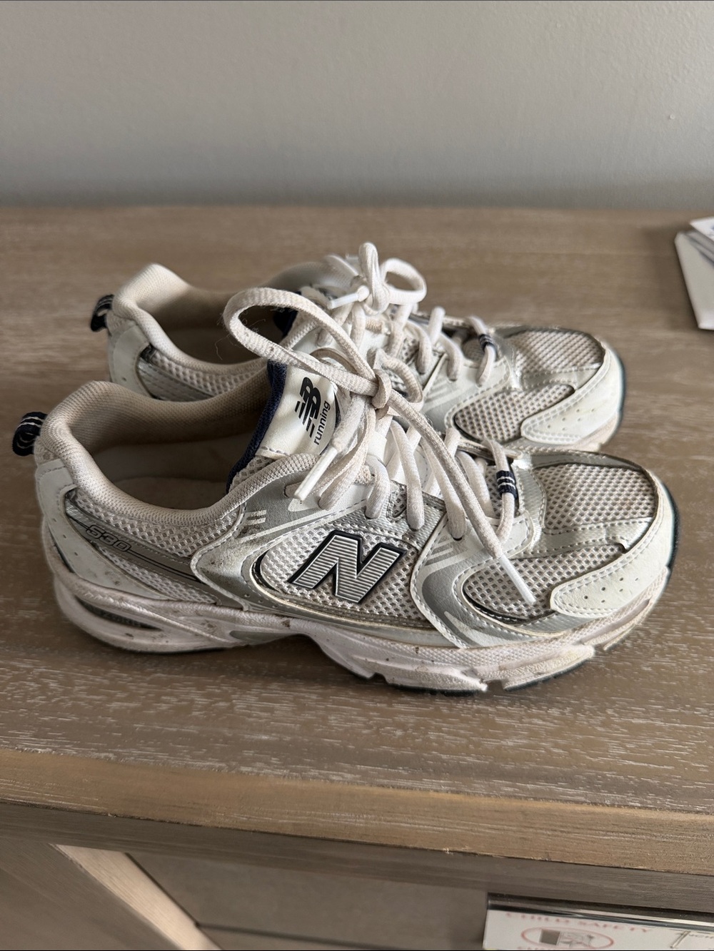 New Balance Kids White and Gray Athletic Sneakers